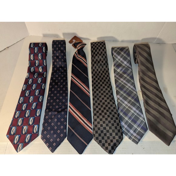 Lot 6 Men's Neck Ties Huddersfield Stafford Halston III Silk Italy Mint - Picture 1 of 12